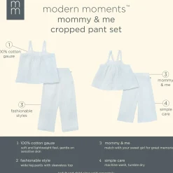 2-Piece Womens Light Blue Stripe Cropped Pants Set