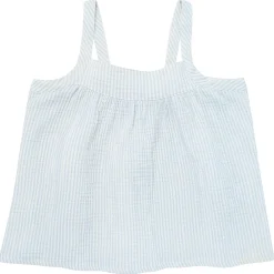 2-Piece Womens Light Blue Stripe Cropped Pants Set