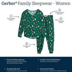 2-Piece Women's Ornaments Hacci Pajama Set