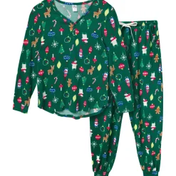 2-Piece Women's Ornaments Hacci Pajama Set