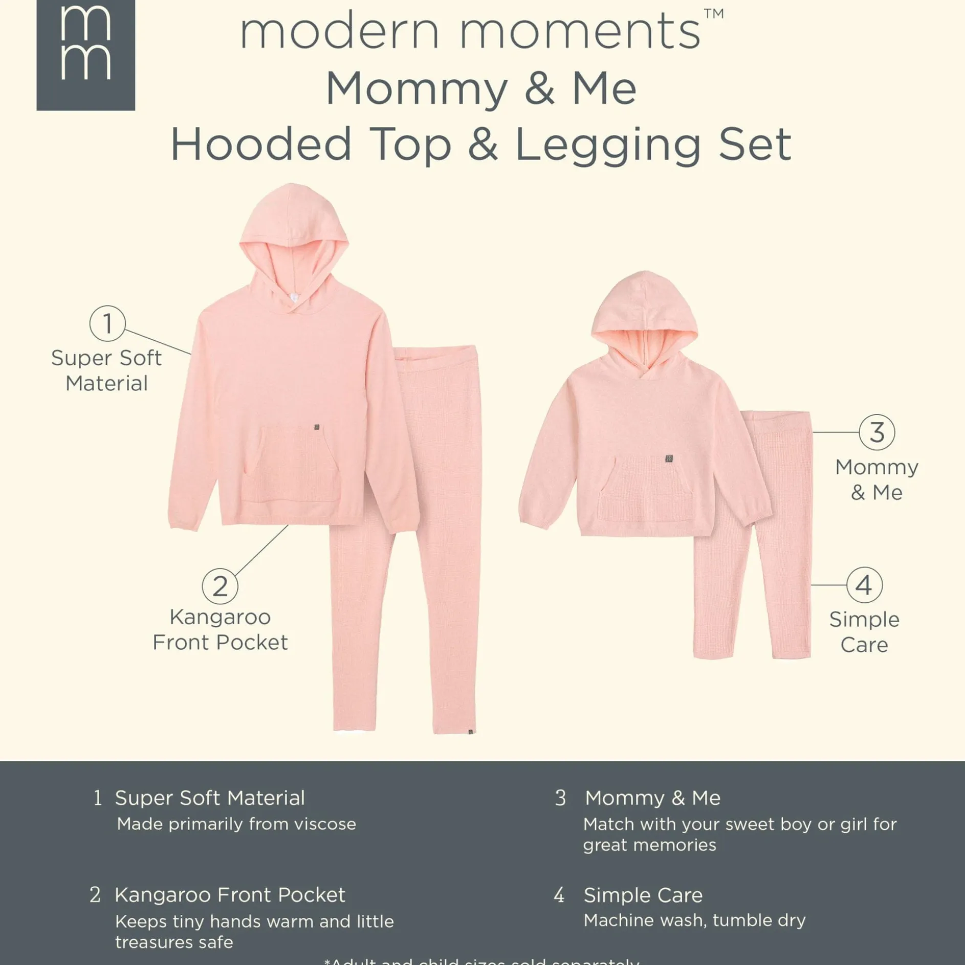2-Piece Women's Pink Hooded Waffle Top and Legging Viscose Set