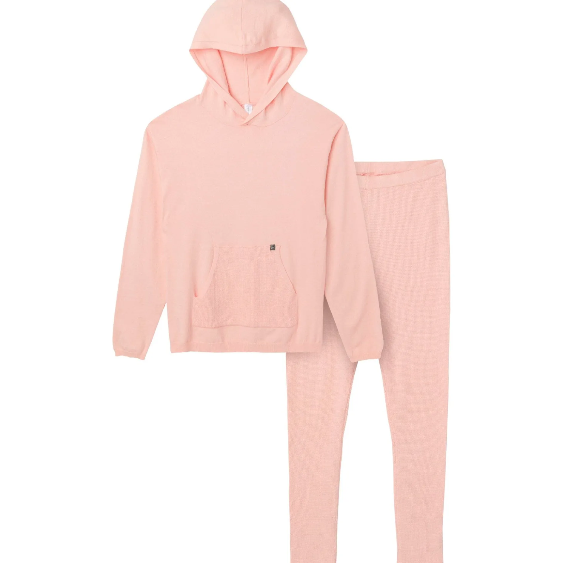 2-Piece Women's Pink Hooded Waffle Top and Legging Viscose Set