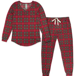 2-Piece Women's Stewart Plaid Hacci Pajama Set