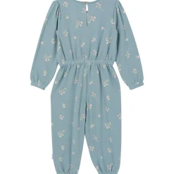 Toddler Girls Blue Floral Hacci Jumpsuit