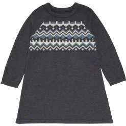 Toddler Girls Dark Grey Heather Fair Isle Viscose Sweater Dress