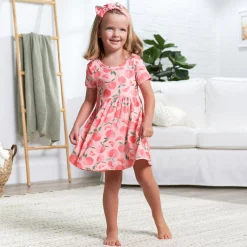 Toddler Girls Just Peachy Buttery Soft Viscose Made from Eucalyptus Twirl Dress