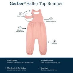 Toddler Girls Rose Pink Halter Romper