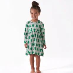 Toddler Girls Spruce Buttery Soft Viscose Made from Eucalyptus Holiday Twirl Dress