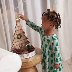 Toddler Girls Spruce Buttery Soft Viscose Made from Eucalyptus Holiday Twirl Dress