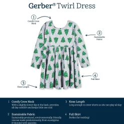 Toddler Girls Spruce Buttery Soft Viscose Made from Eucalyptus Holiday Twirl Dress