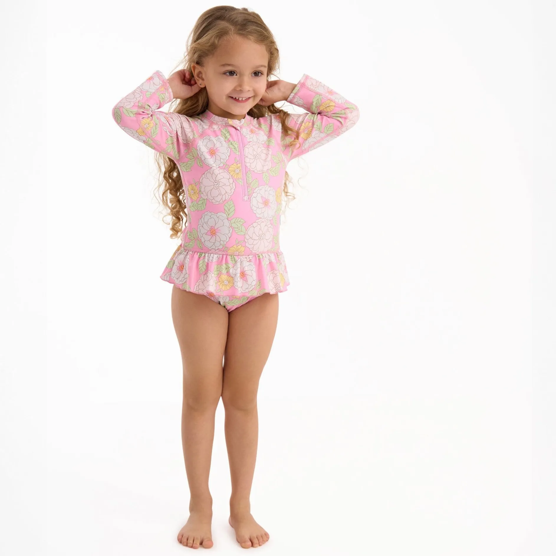 Toddler Girls UPF 50+ Peonies Rash Guard
