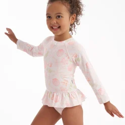 Toddler Girls UPF 50+ Seashells Rash Guard