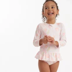 Toddler Girls UPF 50+ Seashells Rash Guard