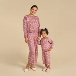 Womens Dark Rose Branches Sweater Knit Pants