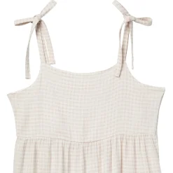 Womens Tan Gingham Gauze Dress