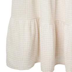 Womens Tan Gingham Gauze Dress