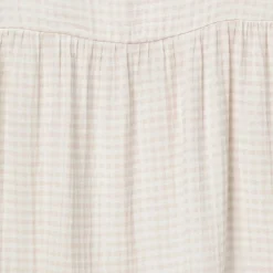 Womens Tan Gingham Gauze Dress